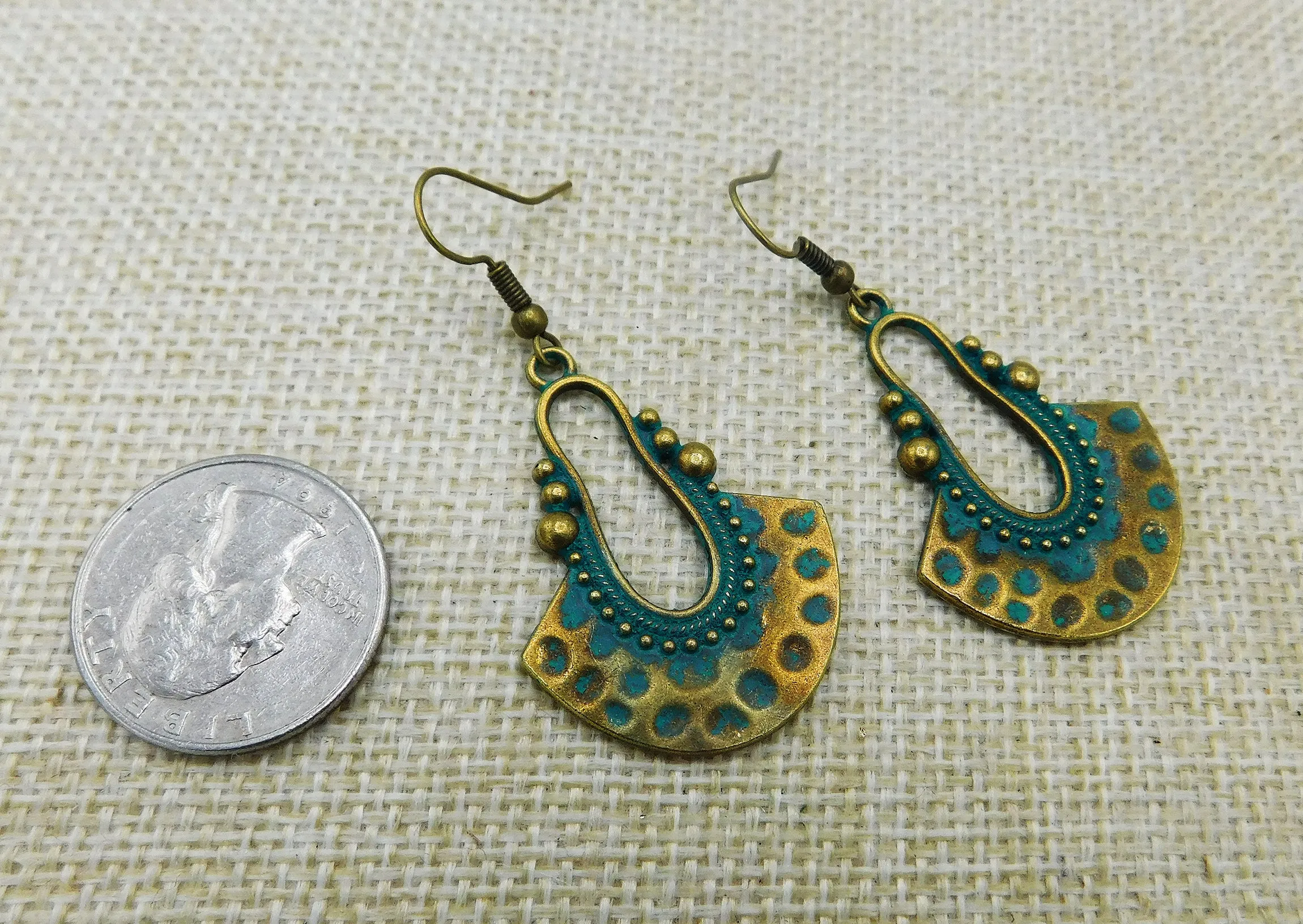 Antique Gold Earrings Patina Boho Ethnic Women Fashion Gift Ideas Jewelry Black Owned