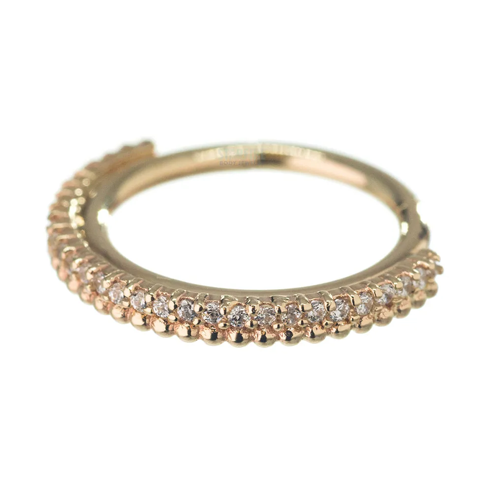 Aria Hinge Ring in Gold with White CZ's & Bead Accents