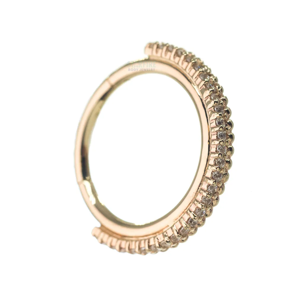 Aria Hinge Ring in Gold with White CZ's & Bead Accents