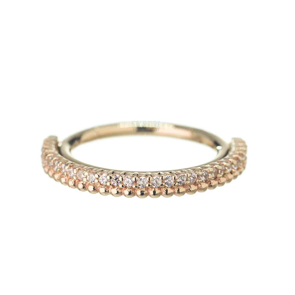 Aria Hinge Ring in Gold with White CZ's & Bead Accents