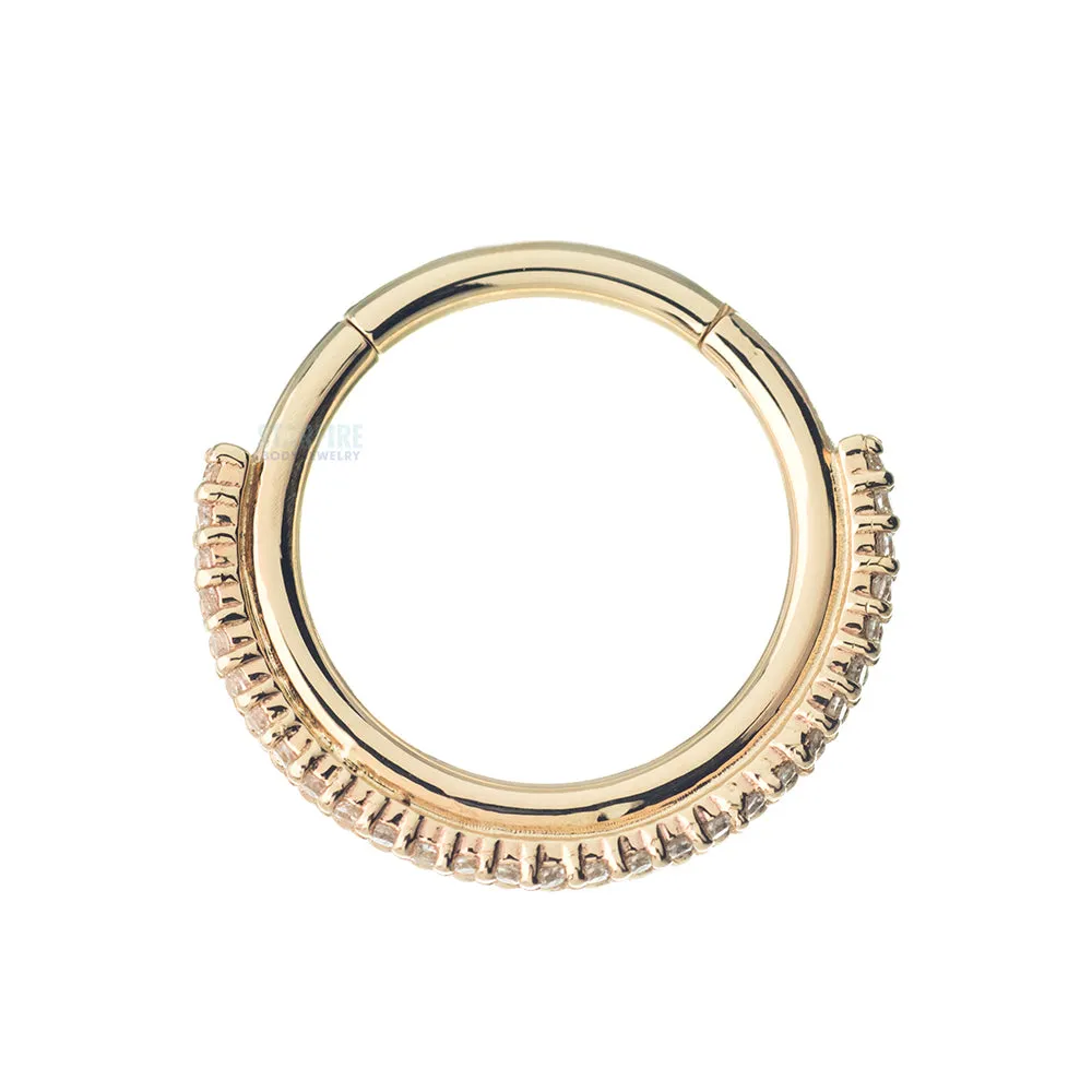 Aria Hinge Ring in Gold with White CZ's & Bead Accents