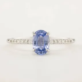 Audrey Ring - 0.96ct Ceylon Sapphire, 14k White Gold (One of a kind)