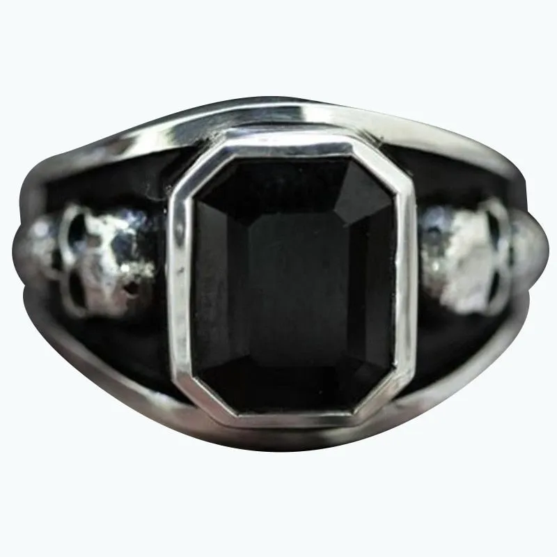 Black Cubic Zirconia Skull Ring