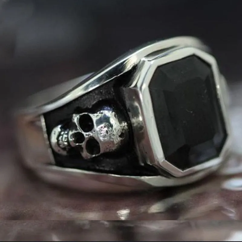 Black Cubic Zirconia Skull Ring