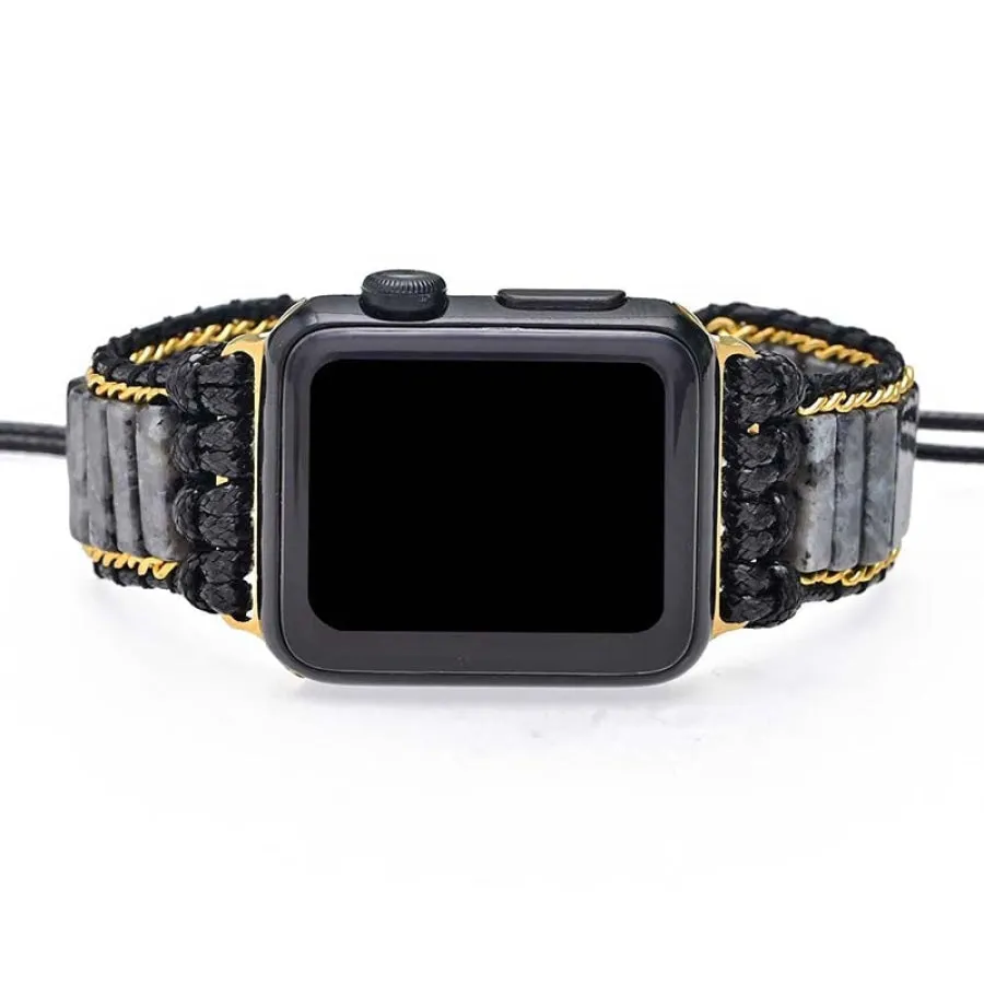 Black Labradorite Tube Apple Watch Band