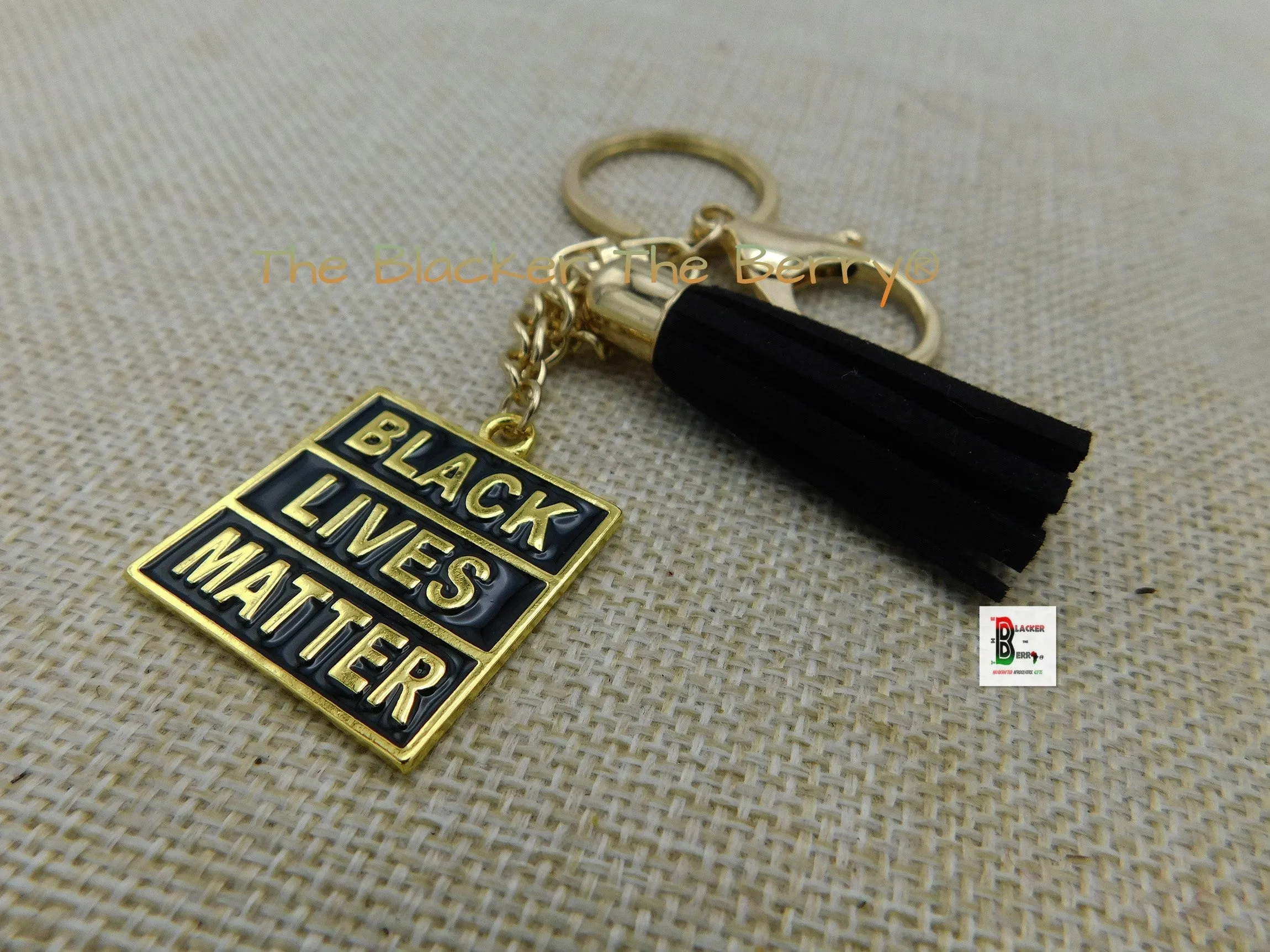 Black Lives Matter Keychains Gold BLM Accessories Black Owned