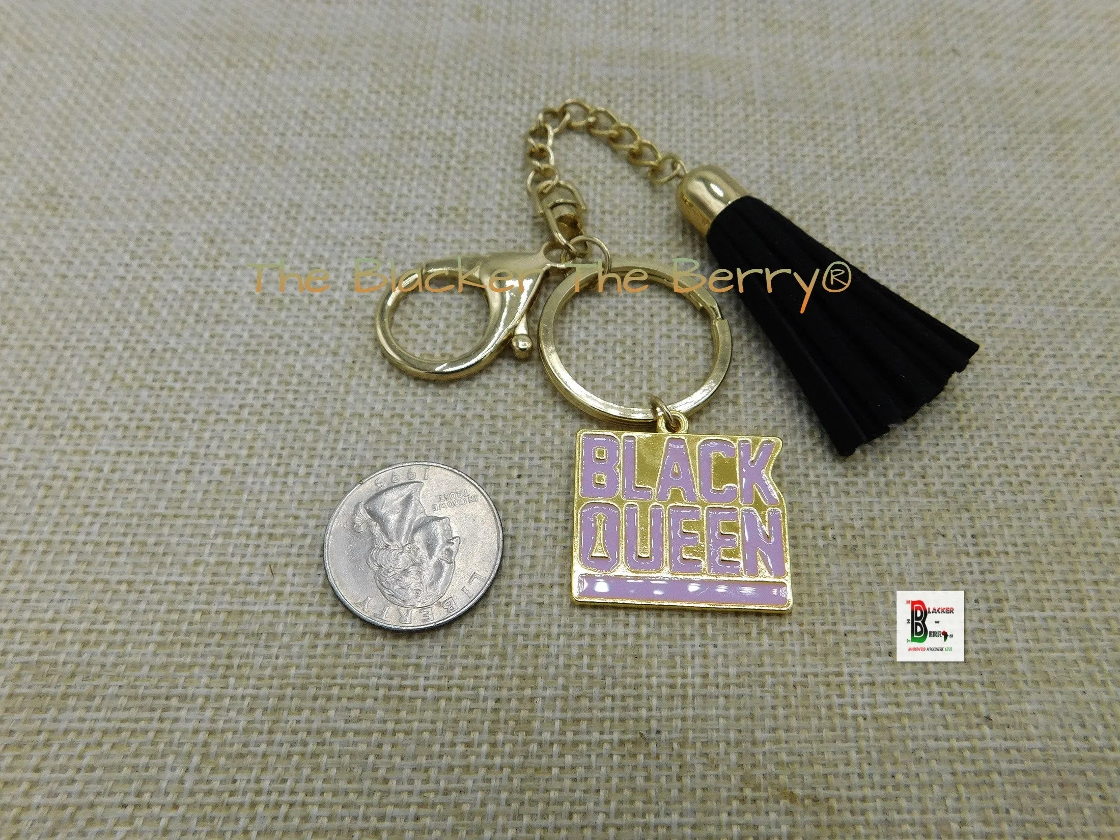 Black Queen Keychain Lavender Gold Gift Ideas Black Owned