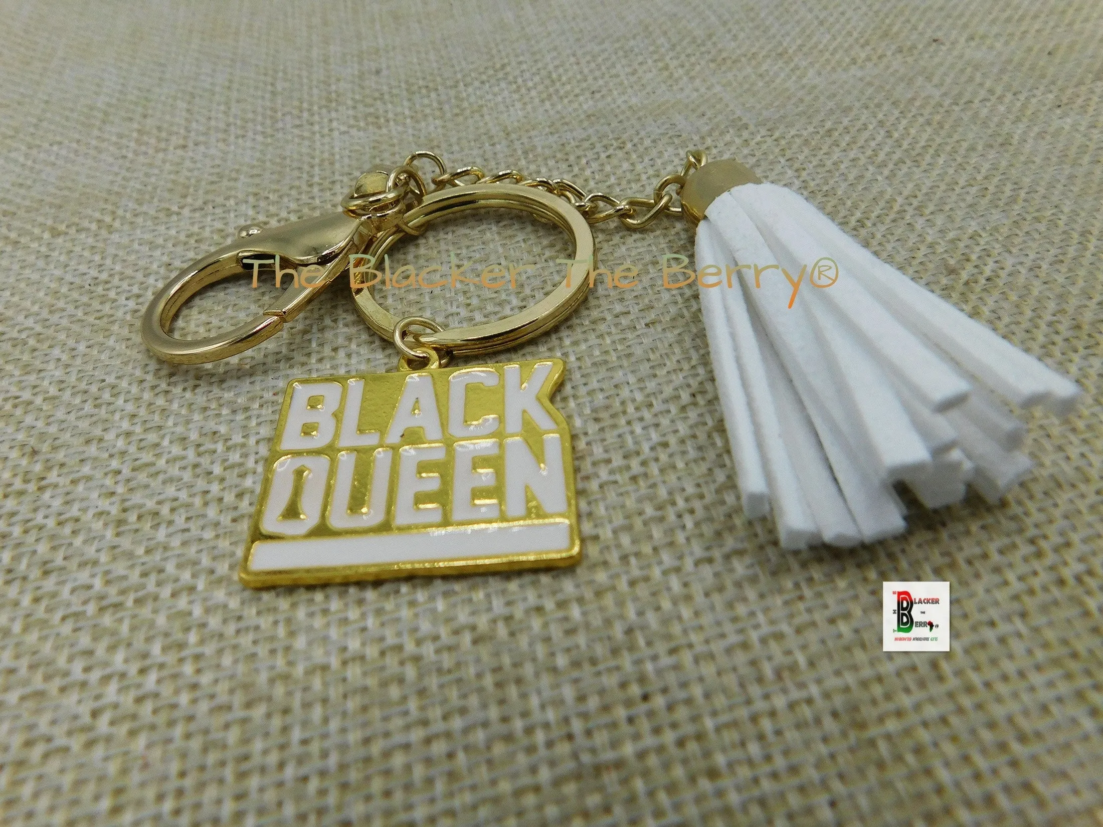 Black Queen Keychain White Gold Gift Ideas Black Owned