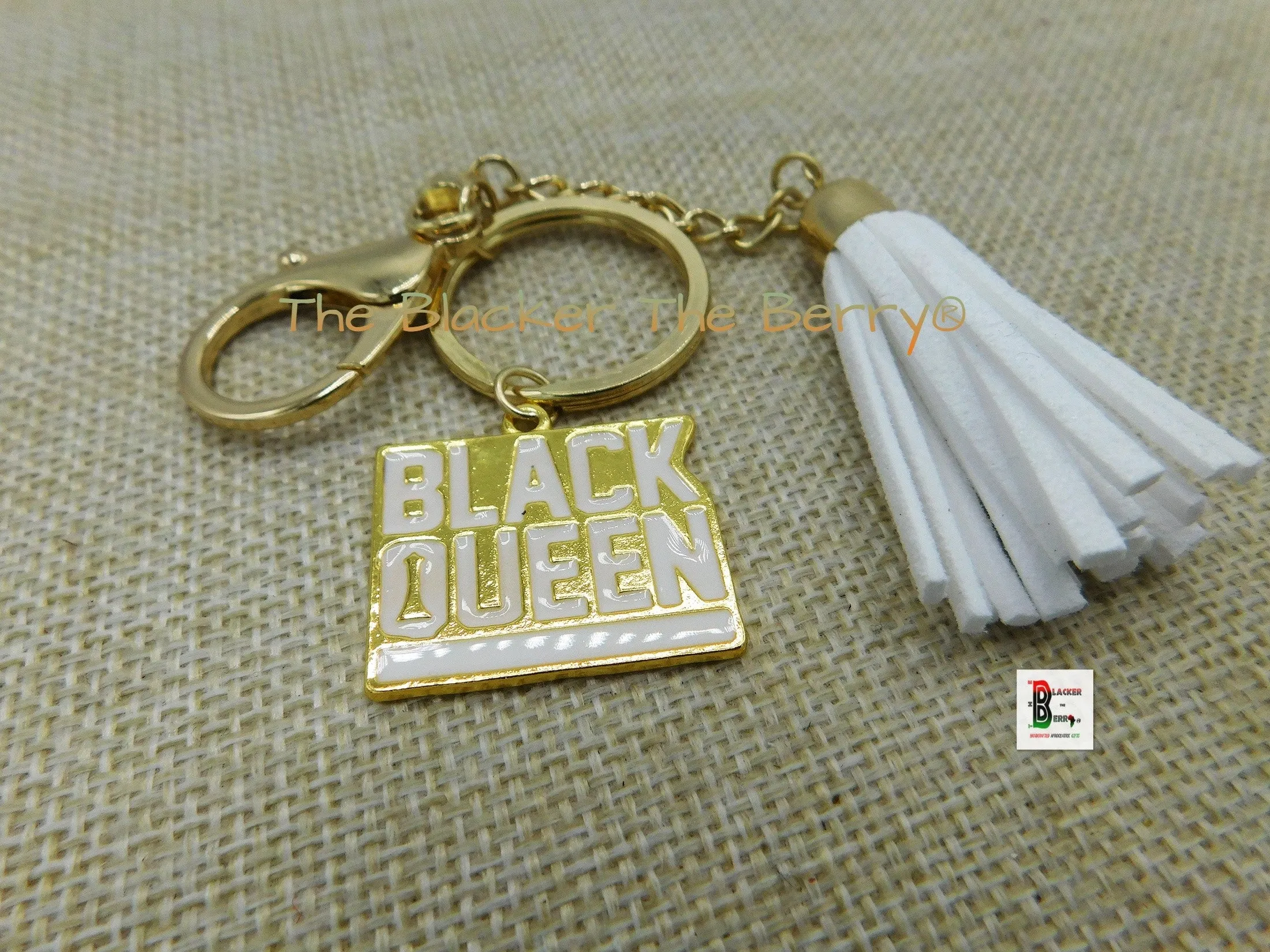 Black Queen Keychain White Gold Gift Ideas Black Owned