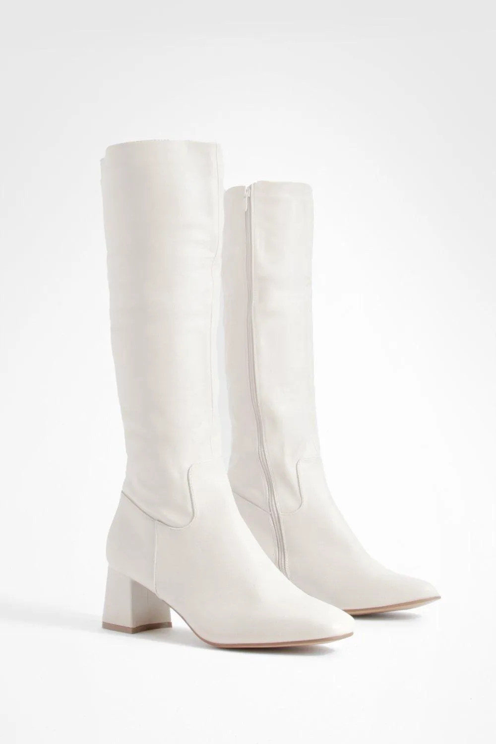 Block Heel Knee High Boots