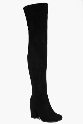 Block Heel Thigh High Boots