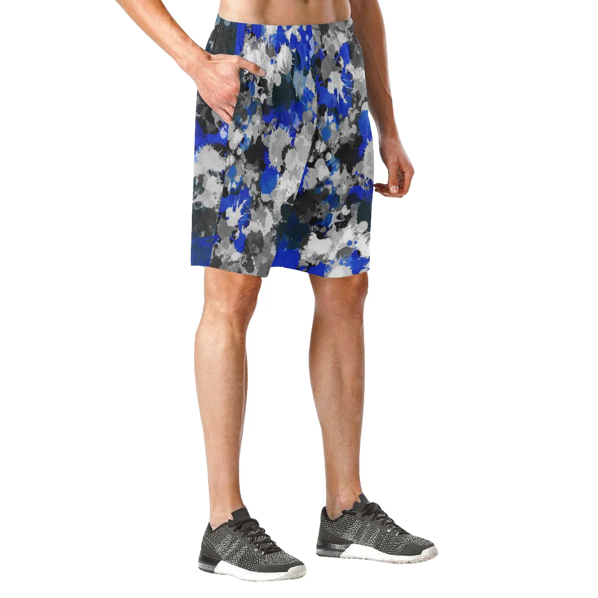 Blue and Grey Paint Splatter Graffiti Casual Shorts