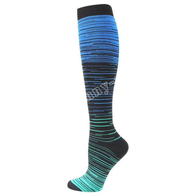 Blue Green Compression Blood Circulation Promotion Slimming Socks for Men