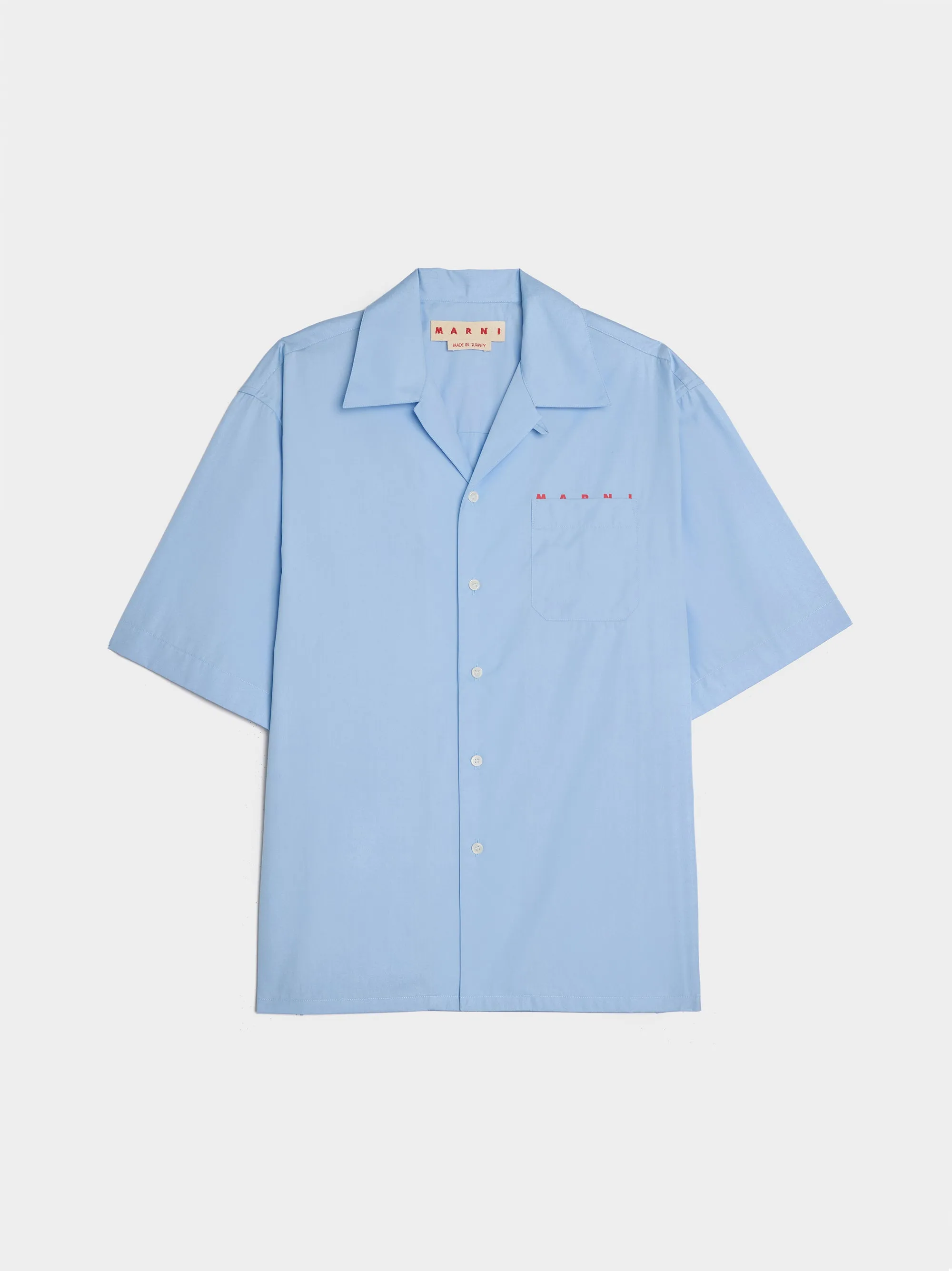 Boxy Fit Logo Bowling Shirt, Iris Blue