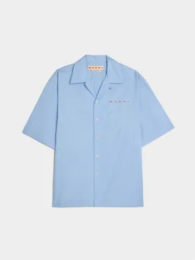 Boxy Fit Logo Bowling Shirt, Iris Blue