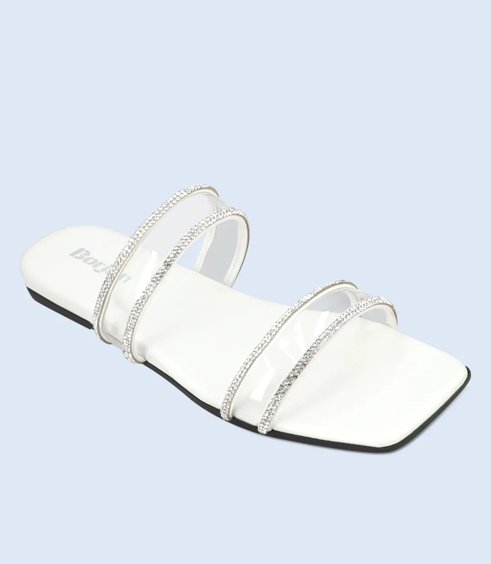 BW9650-WHITE-Women Slippers