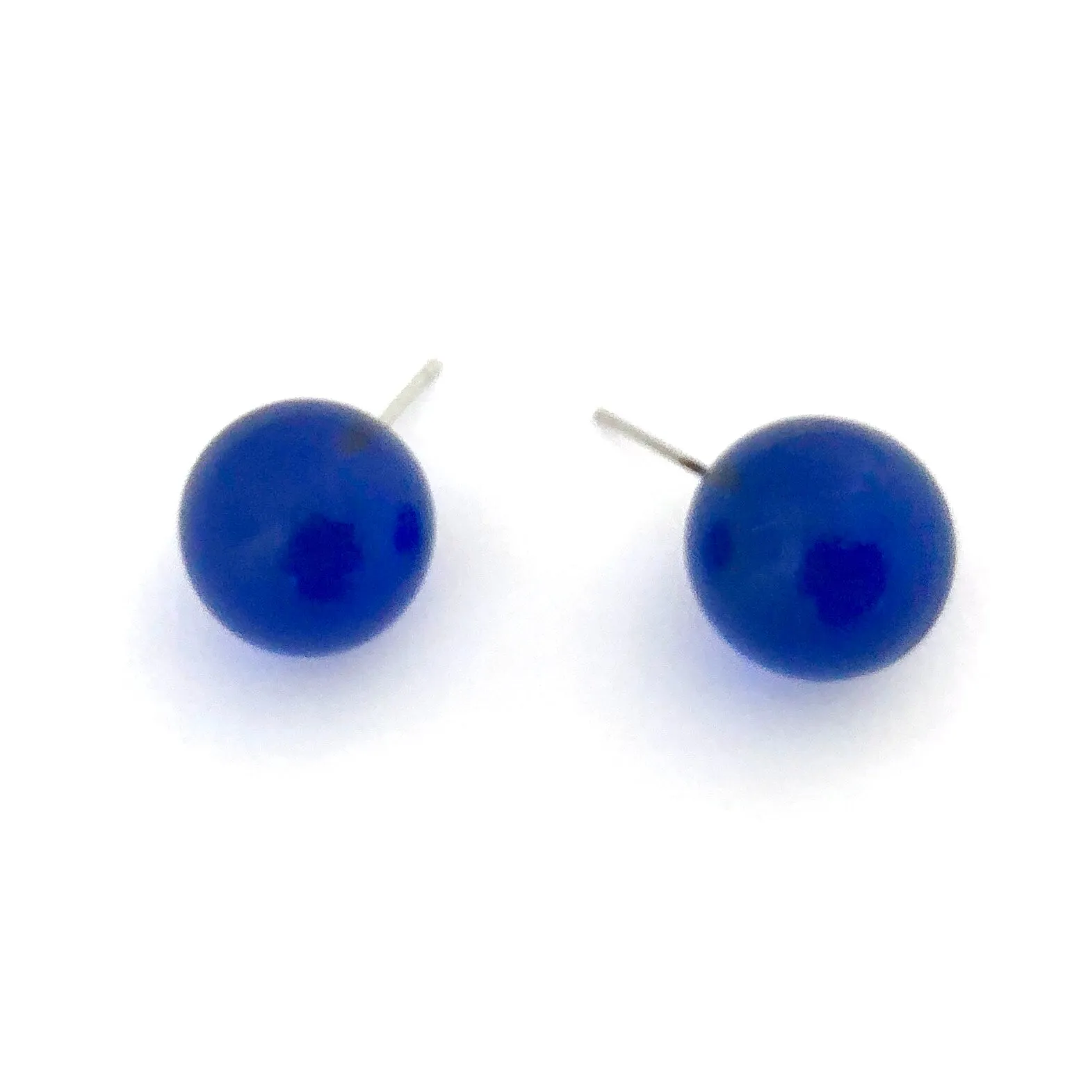 Capri Blue Transparent Jumbo Ball Stud Earrings