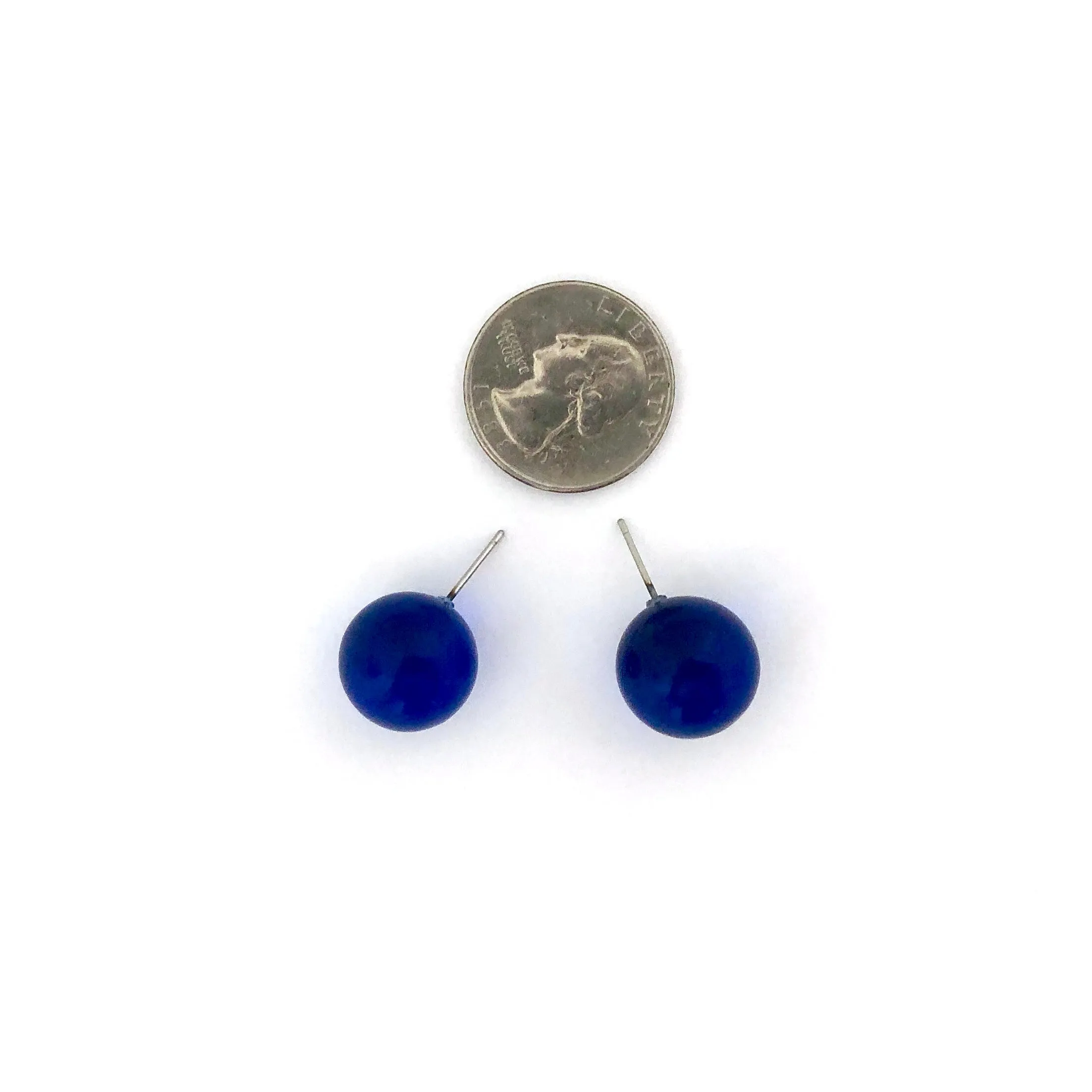 Capri Blue Transparent Jumbo Ball Stud Earrings