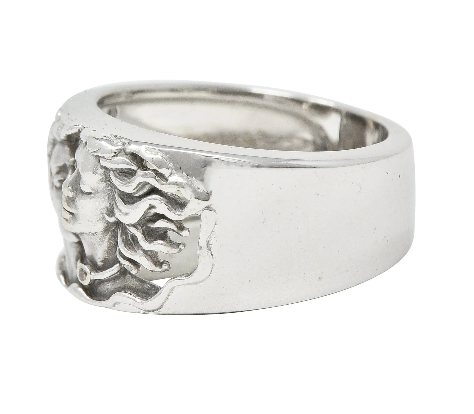 Carrera Y Carrera Diamond 18 Karat White Gold Adam & Eve Band Ring