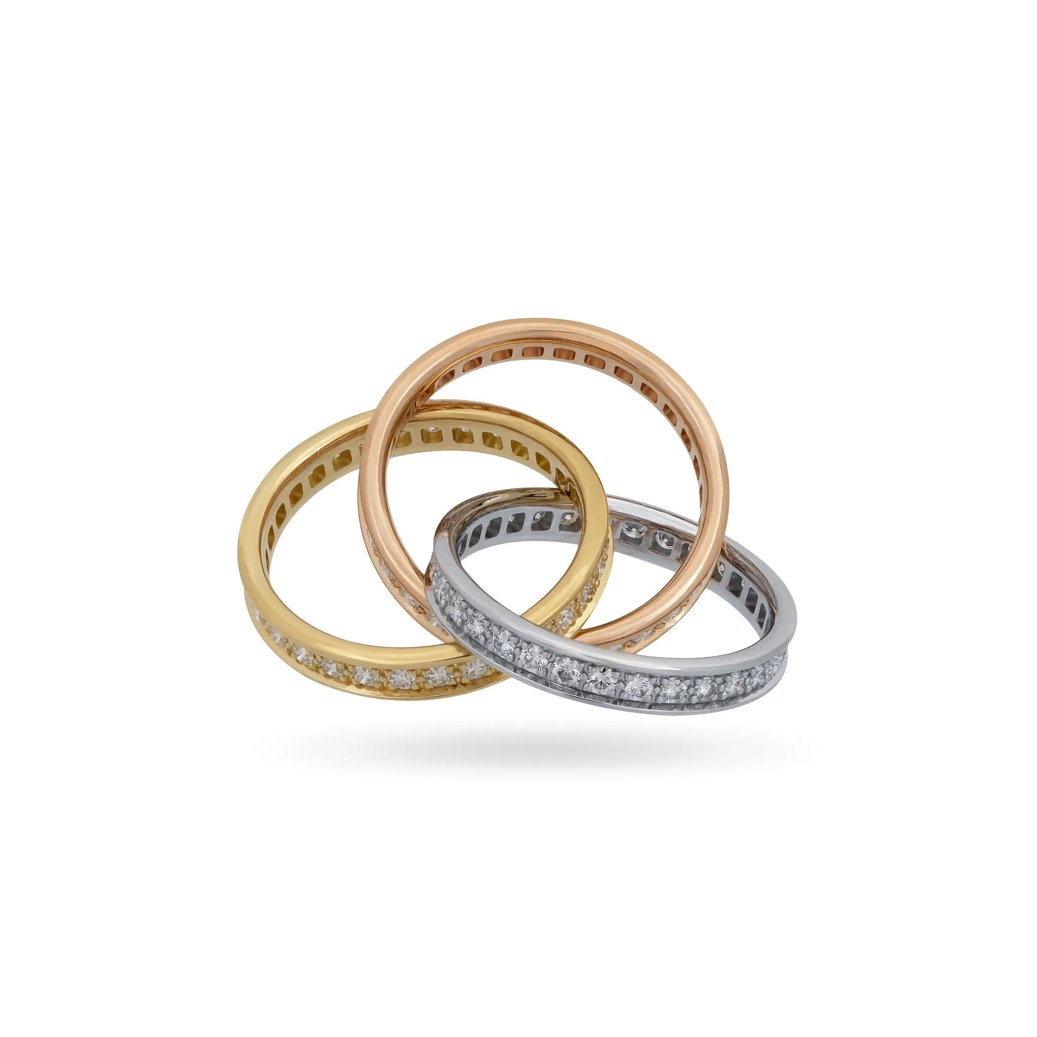 Cartier Diamond Trinity Ring in 18K White, Yellow & Rose Gold