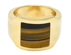 Cartier Tiger's Eye 18 Karat Gold Men's Cushion Santos Dumont Ring