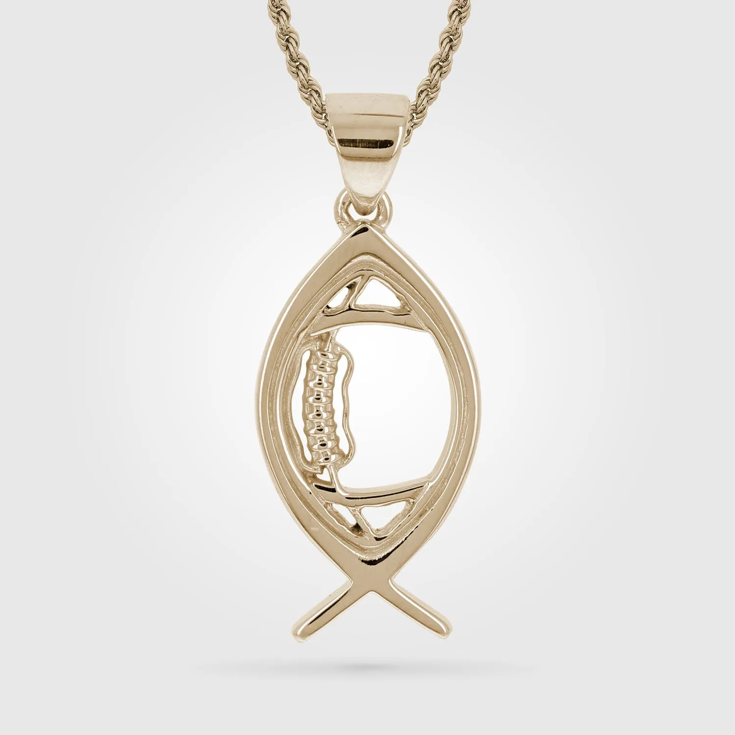 Christian Ichthys Football Necklace | Gold