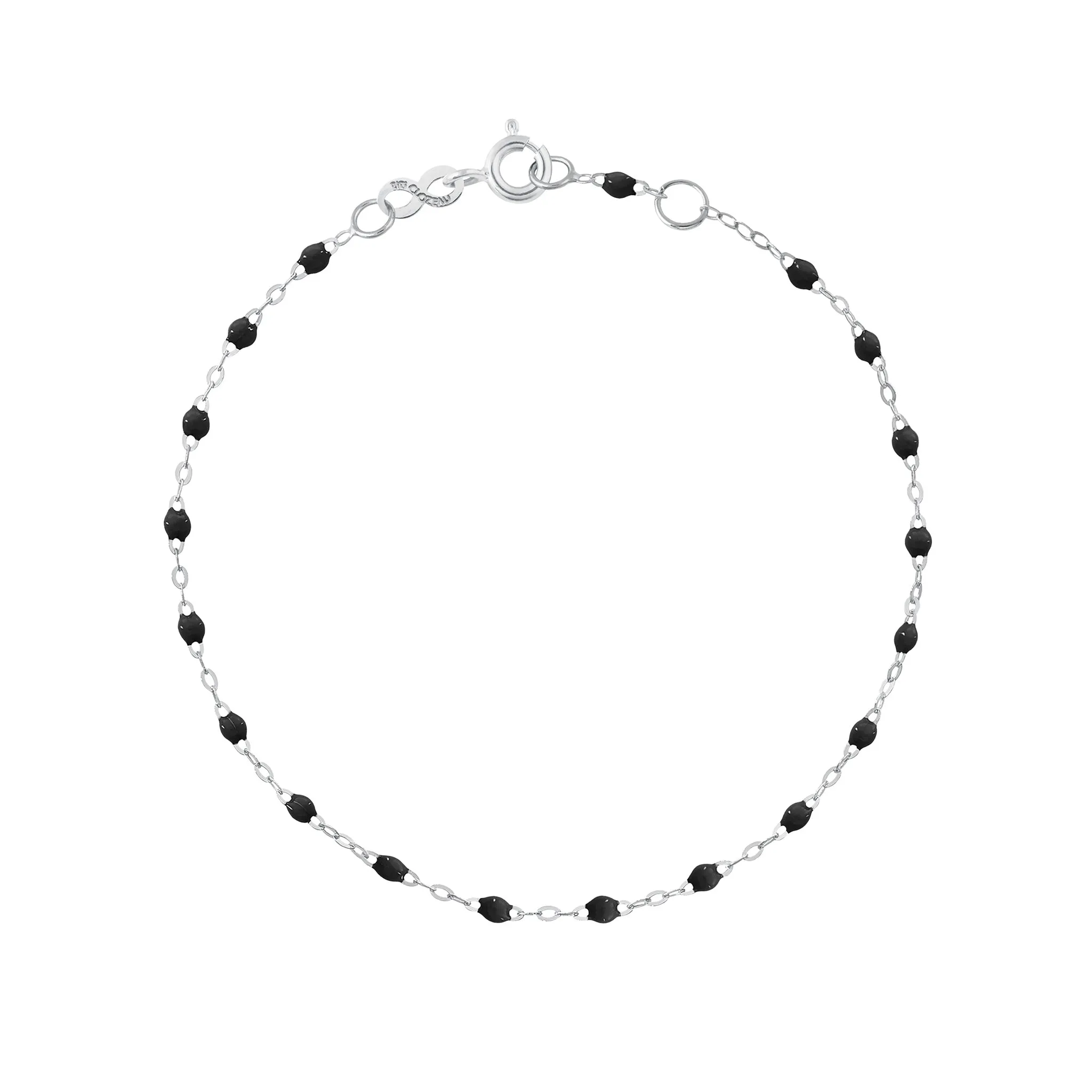 Classic Gigi Black Anklet, White Gold, 9.4