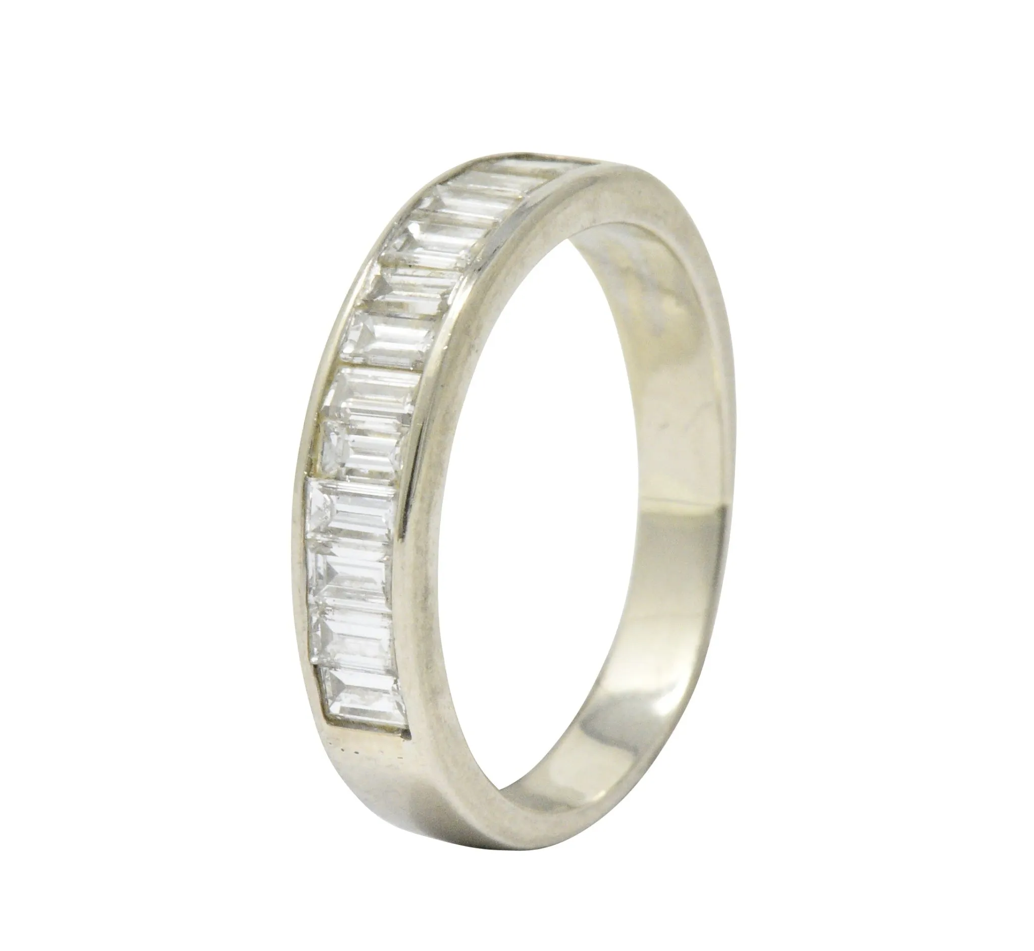 Contemporary 1.00 CTW Diamond 14 Karat White Gold Channel Band Ring