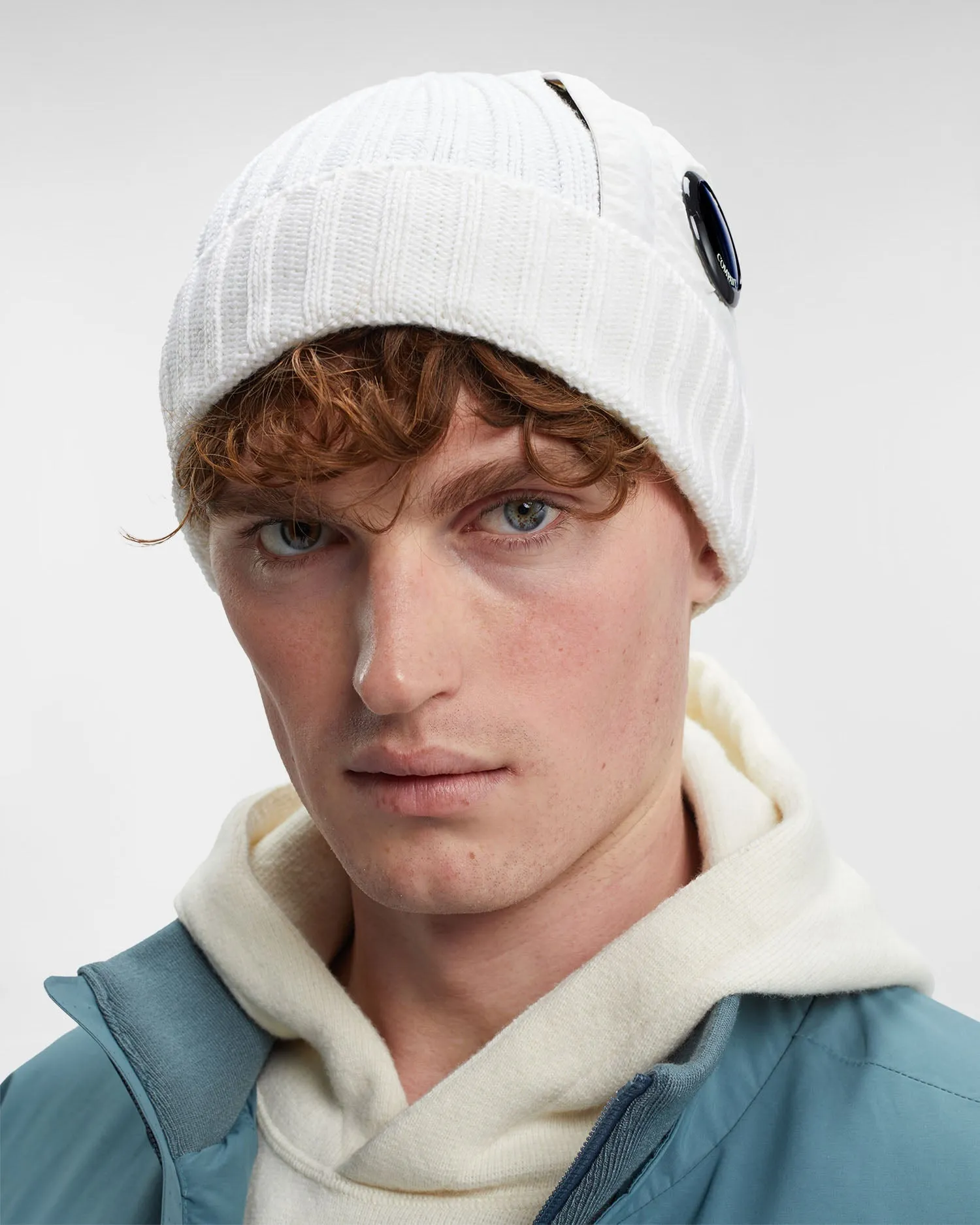 C.P. Company Bonnet Gauze White en laine