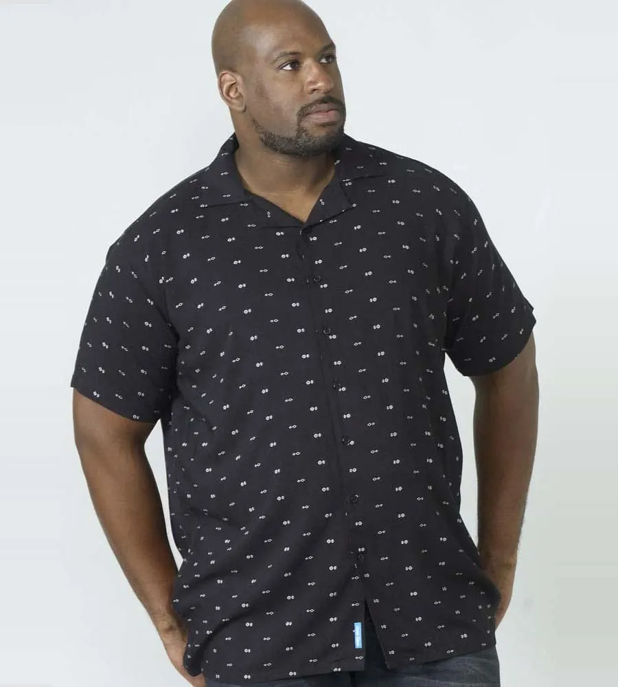 D555 Big Mens Black Short Sleeve Bowling Shirt (LUCIANO)