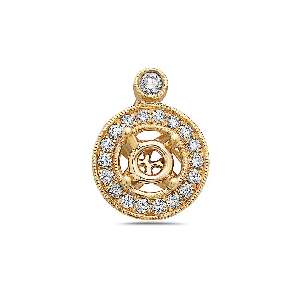 Double Circle with inside blended Cross Women's Pendant With 0.19 CT Diamonds available in White & Yellow Gold