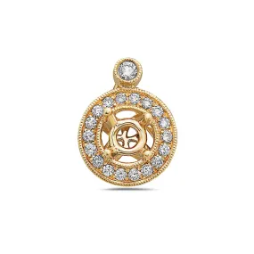 Double Circle with inside blended Cross Women's Pendant With 0.19 CT Diamonds available in White & Yellow Gold