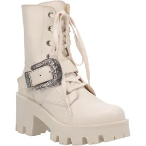 Double Down Cream Antique Buckle & Lace Boots (DS)