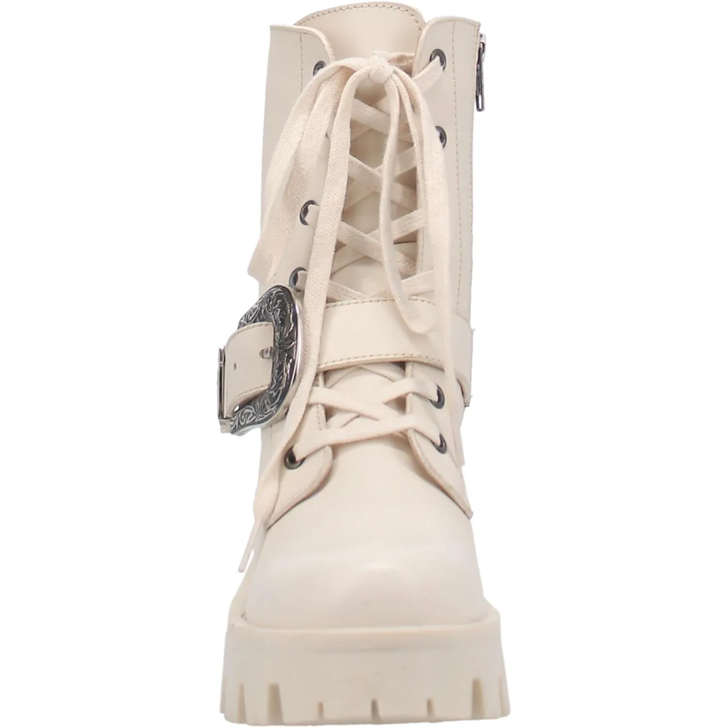 Double Down Cream Antique Buckle & Lace Boots (DS)