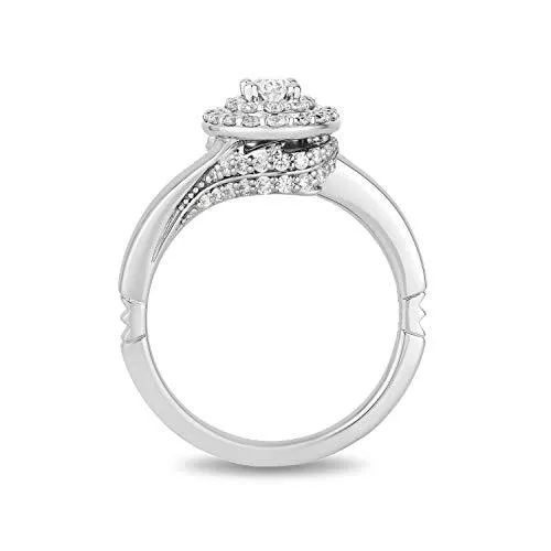 Enchanted Disney Fine Jewelry 14K White Gold with 3/4 Cttw Diamond Pocahontas Engagement Ring