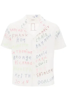 Familial Bowling Shirt With Lettering Embroideries