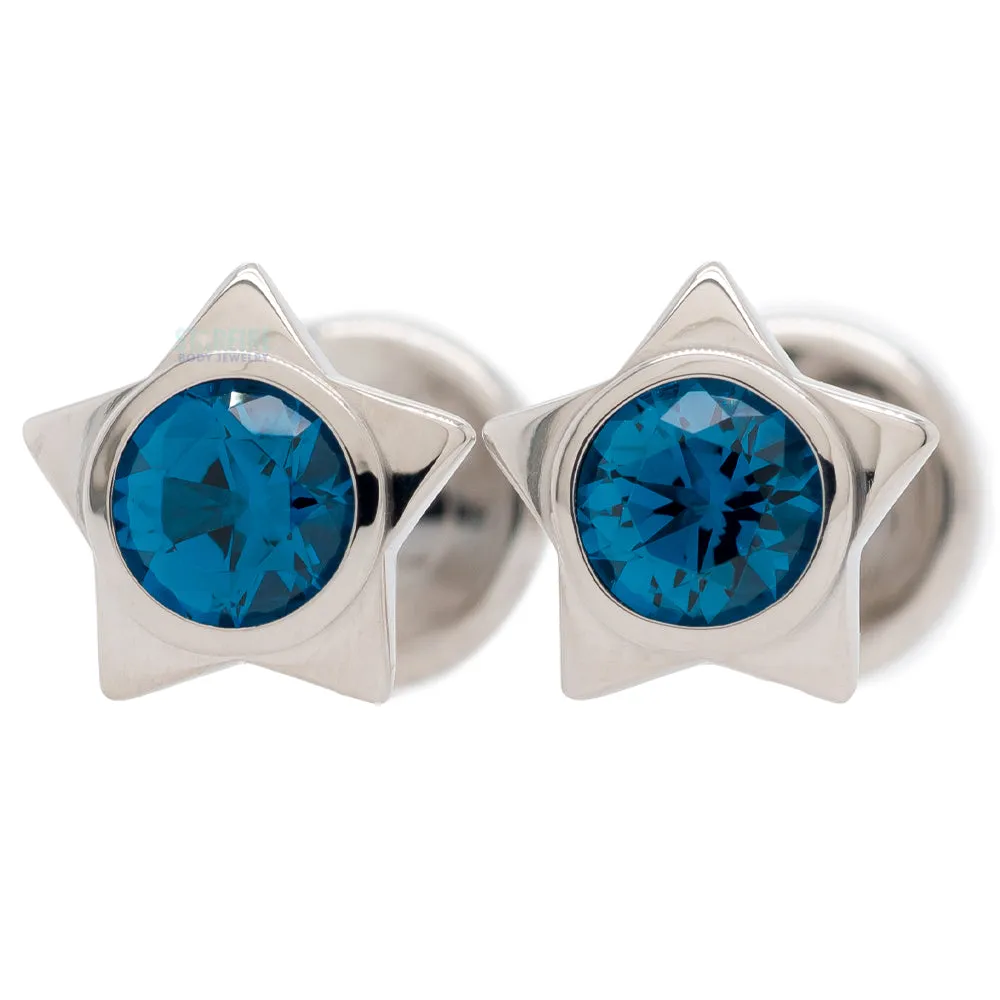 Gem Star Plugs with Brilliant-Cut Gem - London Blue