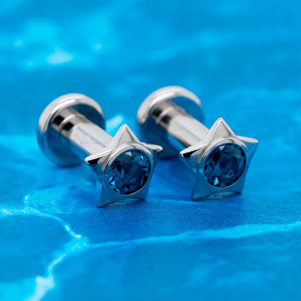 Gem Star Plugs with Brilliant-Cut Gem - London Blue