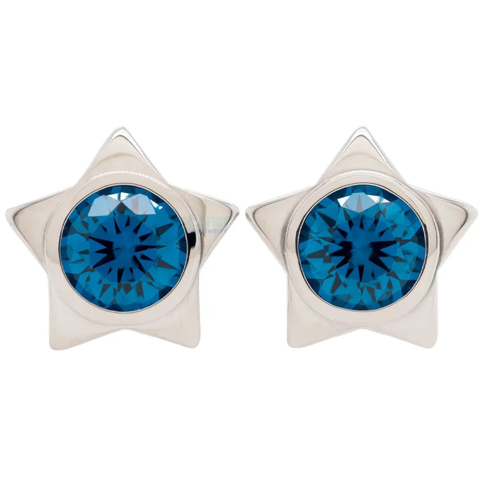 Gem Star Plugs with Brilliant-Cut Gem - London Blue