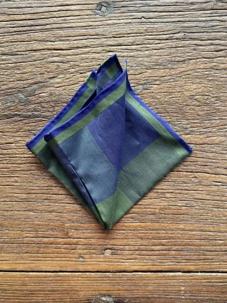 GREEN & BLUE BLOCK POCKET SQUARE