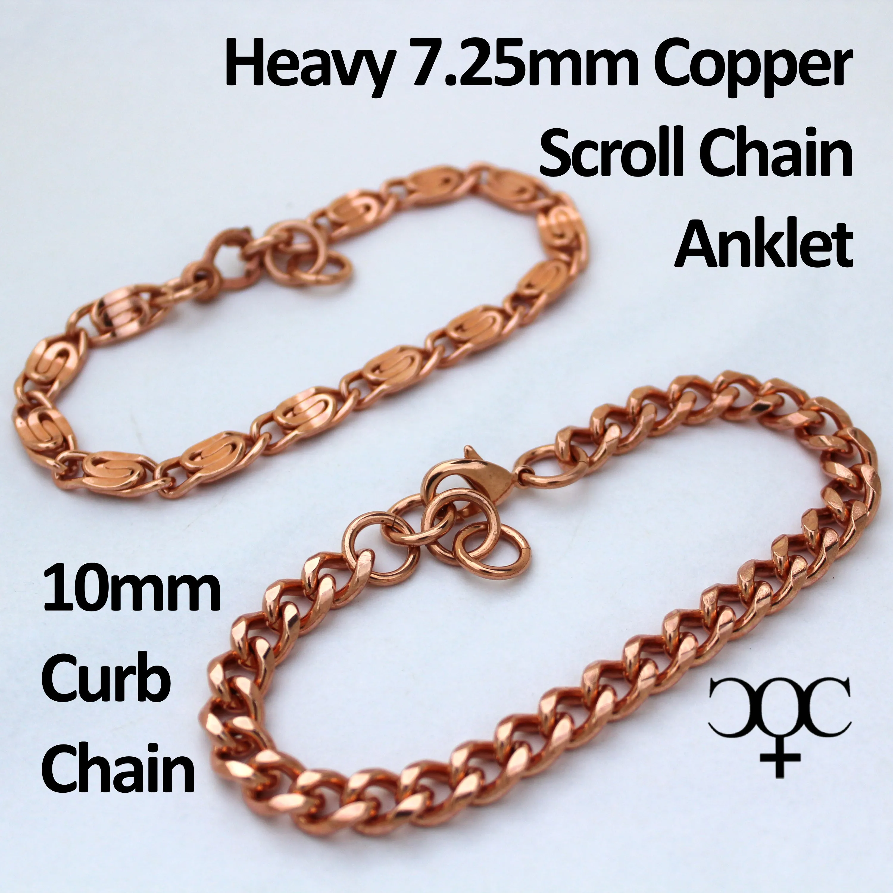 Heavy Solid Copper Celtic Scroll Chain Anklet AC69 Adjustable Solid Copper Anklet Chain