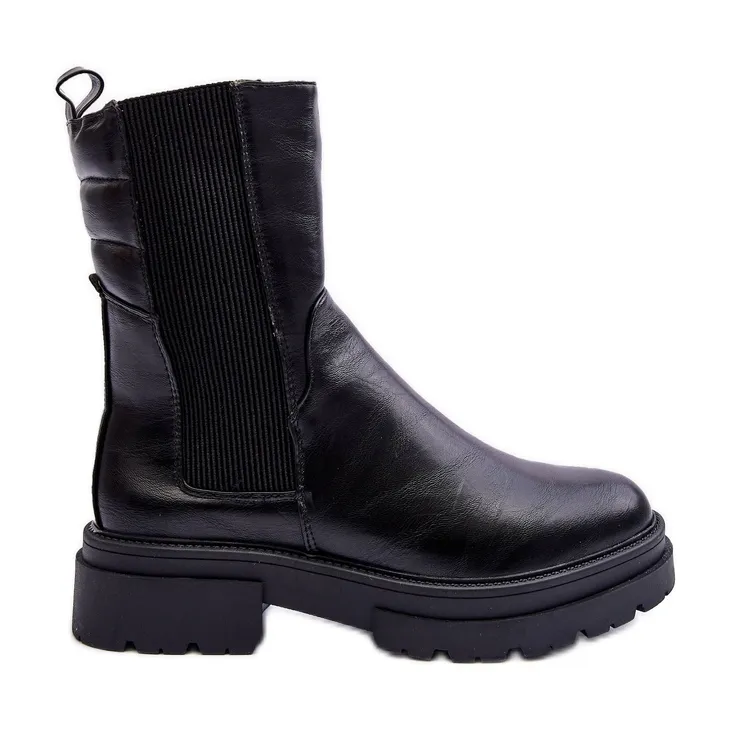 High Warm Boots Jodhpur Boots Slip-on Black Milca