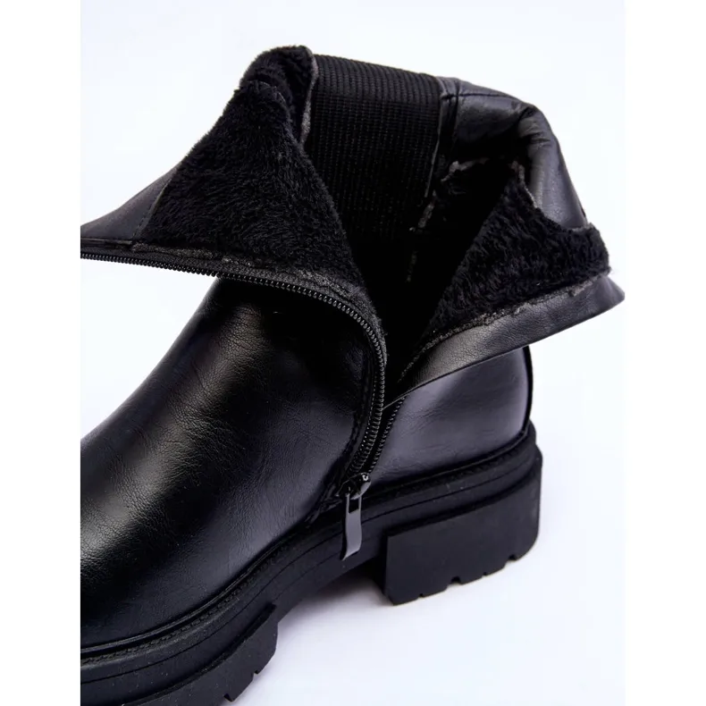 High Warm Boots Jodhpur Boots Slip-on Black Milca