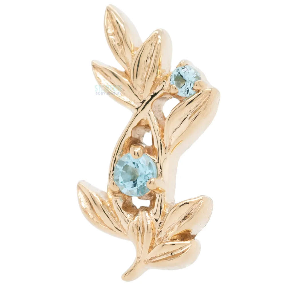 Jessamine Threaded End in Gold with Swiss Blue Topaz'