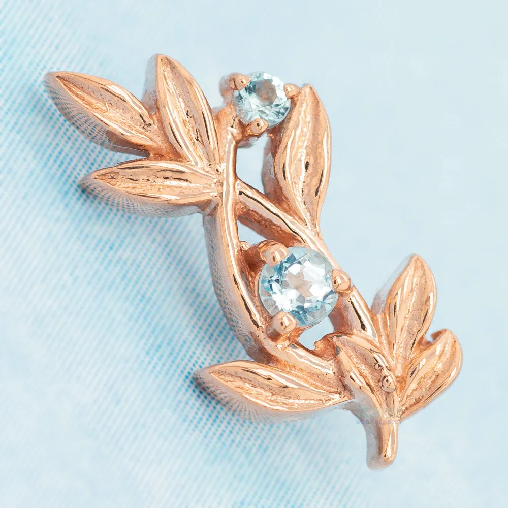 Jessamine Threaded End in Gold with Swiss Blue Topaz'