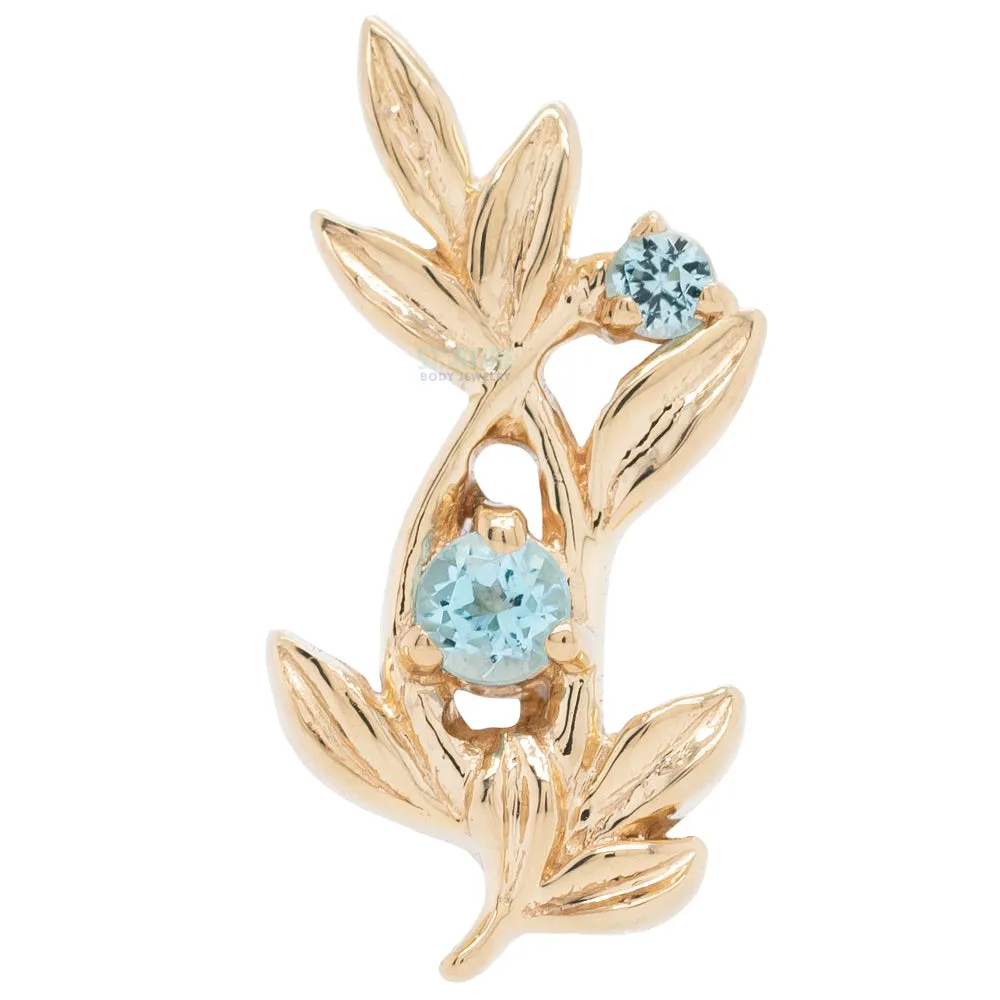 Jessamine Threaded End in Gold with Swiss Blue Topaz'