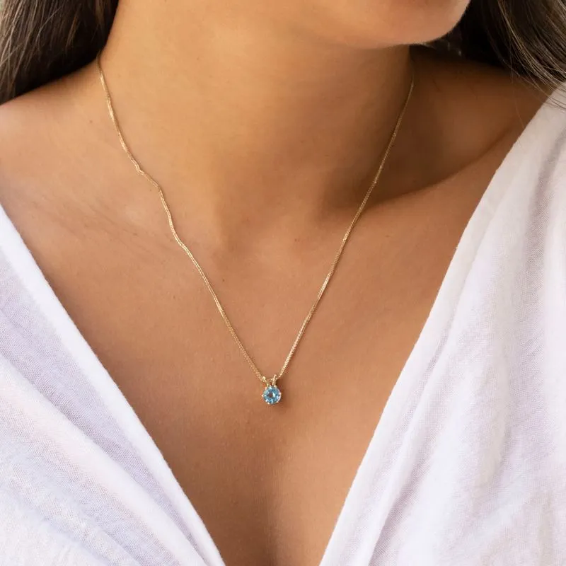 Jessica Pendant 14K Gold Blue Topaz Stone