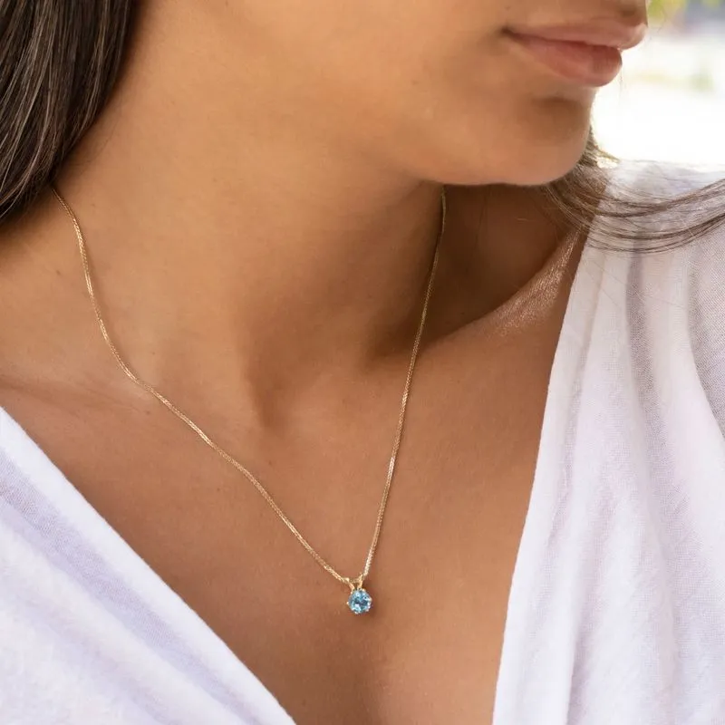 Jessica Pendant 14K Gold Blue Topaz Stone