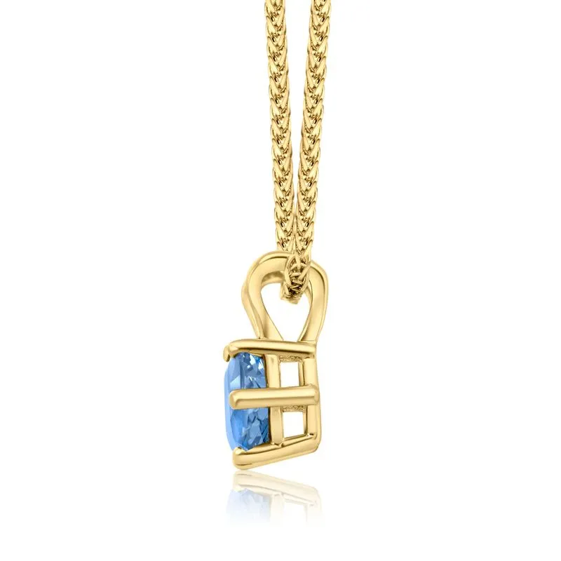 Jessica Pendant 14K Gold Blue Topaz Stone