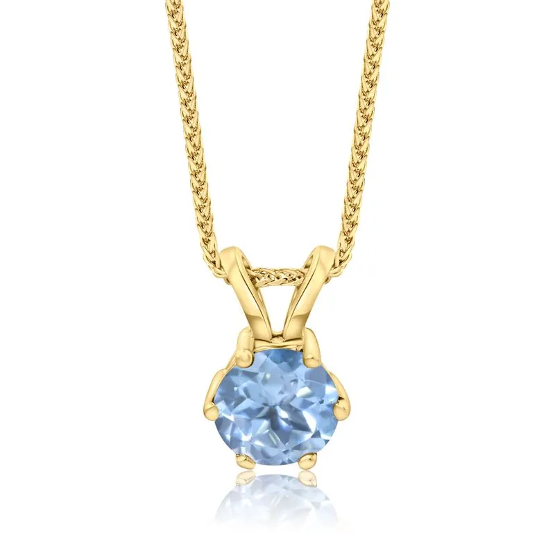 Jessica Pendant 14K Gold Blue Topaz Stone